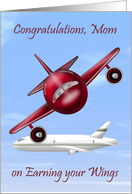 Congratulations To Mom, pilot’s license, raccoons flying a plane, blue card