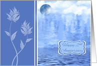 2nd Wedding Anniversary Blue Moon Theme and Water Scene card