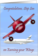 Congratulations To Step Son, pilot’s license, raccoons flying a plane card