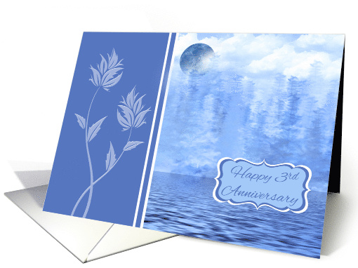 3rd Wedding Anniversary Blue Moon Theme with a Water Scene card