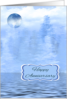 Wedding Anniversary with a Blue Moon Theme and a Water Scene card