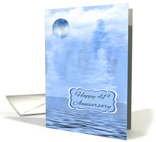 41st Wedding Anniversary with a Blue Moon Theme and Water Scene card