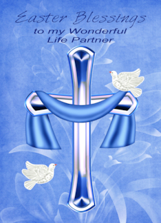 Easter to Life Partner with an Elegant Cross and Beautiful White Doves