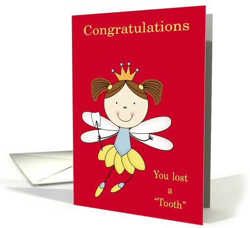 Congratulations on Losing Tooth with a Girl Fairy Wearing a Cown card