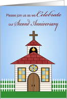 Invitations, 2nd Anniversay Celebration for church, white picket fence card