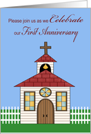 Invitations, 1st Anniversay Celebration for church, white picket fence card
