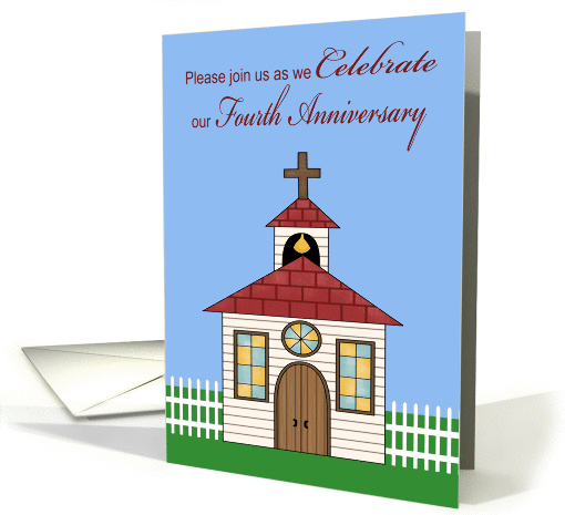 Invitations, 4th Anniversay Celebration for church, picket fence card