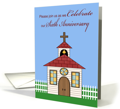 Invitations, 6th Anniversay Celebration for church, picket fence card