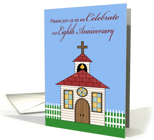 Invitations, 8th Anniversay Celebration for Church, picket fence card