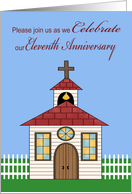 Invitations, 11th Anniversay Celebration for church, church with fence card