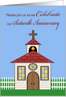 Invitations, 16th Anniversay Celebration for church, church with fence card