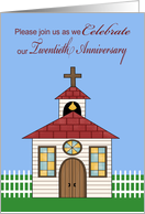 Invitations, 20th Anniversay Celebration for Church, church with fence card