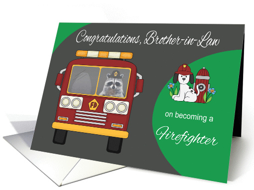 Congratulations To Brother-in-Law, Becoming Firefighter, raccoon card