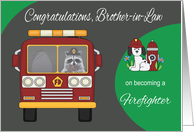 Congratulations To Brother-in-Law, Becoming Firefighter, raccoon card