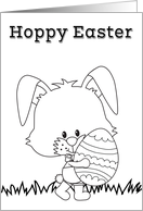 Easter Coloring Card with a Bunny Holding a Big Decorated Egg card