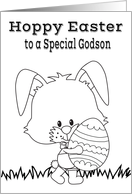 Easter To Godson, fun coloring card, Bunny with a big decorated egg card
