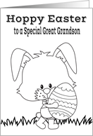 Easter to Great Grandson Coloring Card with a Bunny Holding an Egg card