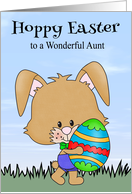 Easter to Aunt with an Adorable Bunny Holding a big Decorated Egg card