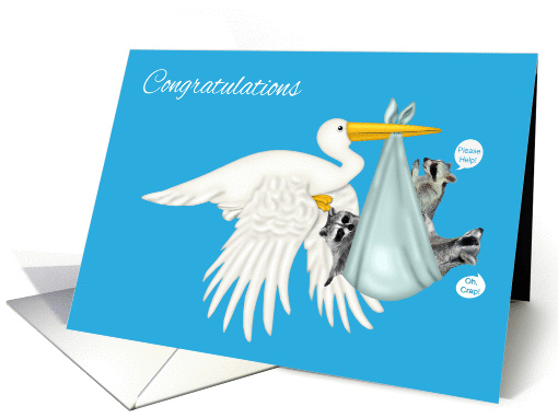 Congratulations, Triplet Boys, Stork with raccoons in... (1257488)