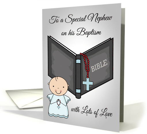 Congratulations, Baptism to Nephew, baby boy, bible with... (1261224)