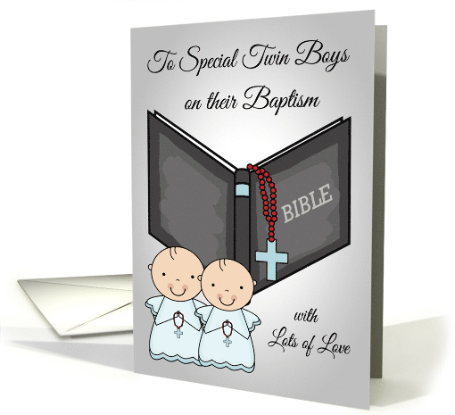 Congratulations on Baptism to Twin boys with a Bible and... (1261264)