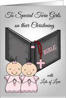 Congratulations on Christening to Twin Girls with Baby Girls in Pink card