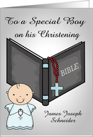 Congratulations on Christening for a Baby Boy Custom Name with Bible card
