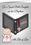 Congratulations, Baptism for Birth Daughter, baby girl, bible, rosary card