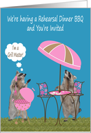 Invitations, Rehearal Dinner, Barbecue Theme, Raccoons grilling card