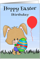Birthday On Easter, general, Bunny in the grass, big decorated egg card