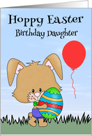 Birthday On Easter to Daughter with a Bunny Holding a Decorated Egg card