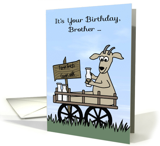 Birthday to Brother, humor, Goat sitting in a cart... (1265630)
