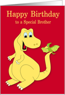 Birthday to Brother with a Tyrannosaurus rex and a Pterodactyl card