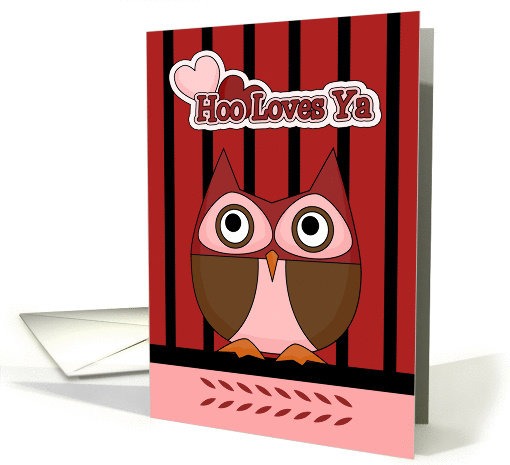 Valentine's Day, General, Hoo Loves You Owl on Stripes, hearts card