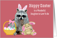 Easter To Daughter-in-Law To Be, Raccoon with bunny ears with bunny card