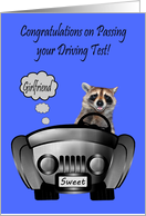 Congratulations, Passing Driving Test, Girlfriend, Raccoon driving car card