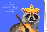 Birthday on Cinco de Mayo with a Raccoon Wearing a Sombrero card