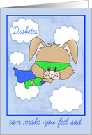 Encouragement for any child with Diabetes, Superhero bunny flying high card