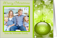 Christmas, custom name photo card, Ornament with snowflakes card