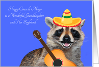 Cinco de Mayo to Granddaughter and Boyfriend, raccoon with mustache card