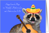 Cinco de Mayo To Mother and Father-in-Law To Be, raccoon with mustache card