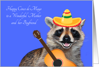 Cinco de Mayo To Mother and Boyfriend, raccoon with a mustache card