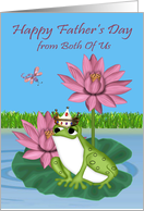 Father’s Day from Both Of Us with a Frog Wearing a Crown on a Lily Pad card