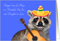 Cinco de Mayo To Step Son And Daughter-in-Law, raccoon with mustache card