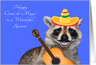 Cinco de Mayo To Sponsor, raccoon with a mustache wearing sombrero card