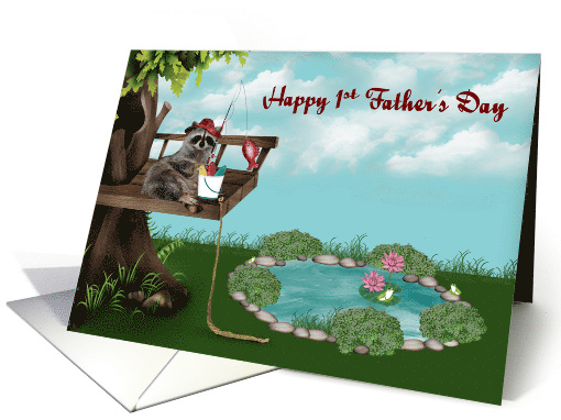 1st Father's Day Card with a Raccoon Fishing from a Tree... (1289170)