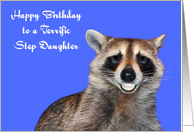 Birthday To Step Daughter, Raccoon smiling with pearly white dentures card