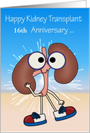 Anniversary of Kidney Transplant Custom Year Card with Happy kidneys card