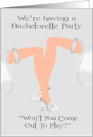 Invitations, Lesbian Bachelorette Party, legs wearing garters, flowers card
