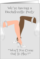 Invitations, Lesbian Bachelorette Party, light and dark-skinned legs card